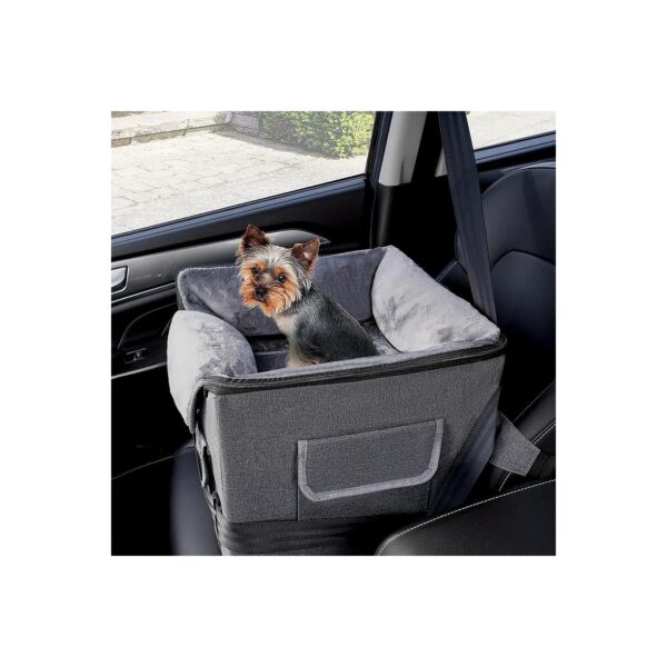 Elevated Pet Booster Car Seat for Small Dogs up to 25LBS with Safety Leash