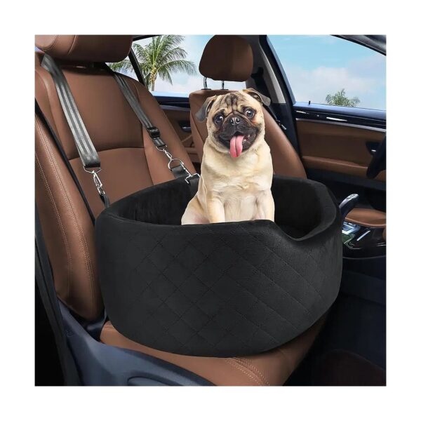 Elevated Pet Car Seat with Memory Foam for Medium Dogs Up to 35 Pounds Black