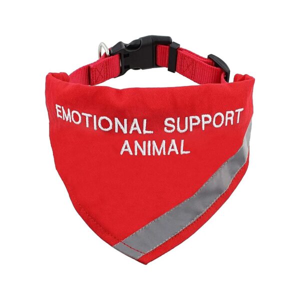 Emotional Support Animal Collar with Red Reflective Handkerchief Bandana 5-16in Small Dog