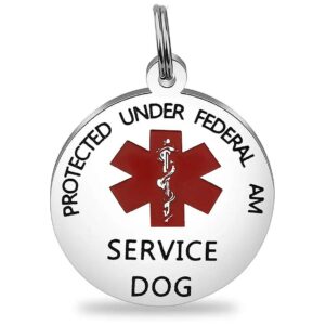 Emotional Support Animal Jewelry for Dogs with Round Charm ID Tag