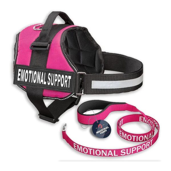 Emotional Support Dog Vest with Detachable Leash Set and Reflective ID Patches Pink