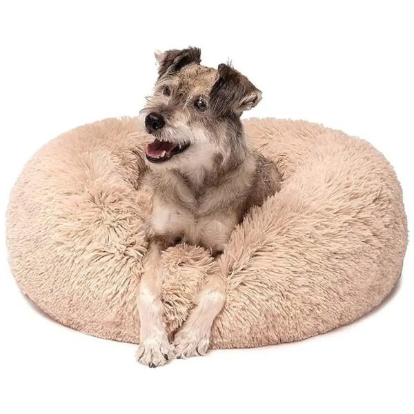 Ergonomic Anxiety Relief Dog Bed for Small and Large Dogs with Faux Fur Coating