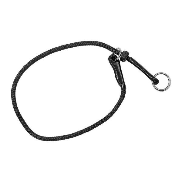 Exclusive Black Cord Choke Collar with Movable Limiter for K9 Training and Obedience