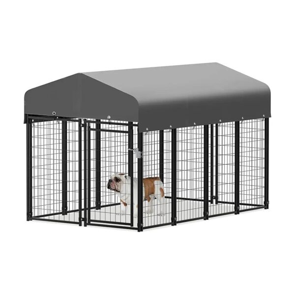 Expandable Outdoor Dog Run with Metal Frame and Lockable Doors for Safety and Convenience