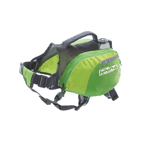 Expandable Pockets Green Dog Backpack with Cooling Mesh and Reflective Accents for Hikes