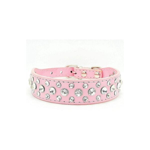 Exquisite Rhinestone PU Leather Dog Collar with Adjustable Sizes and Crystal Diamonds