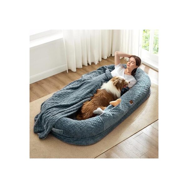 Extra Large Orthopedic Human Dog Bed with Egg Foam, Durable Strap, and Non-Slip Bottom