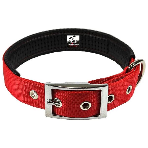 Extra Large Red Dog Collar with Heavy Duty Nylon and Metal Hardware for Dogs