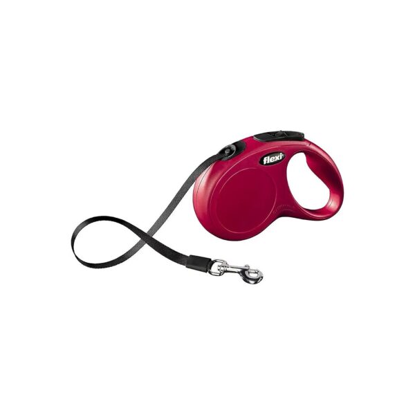 Extra Small Red Retractable Tape Dog Leash with Ergonomic Handle