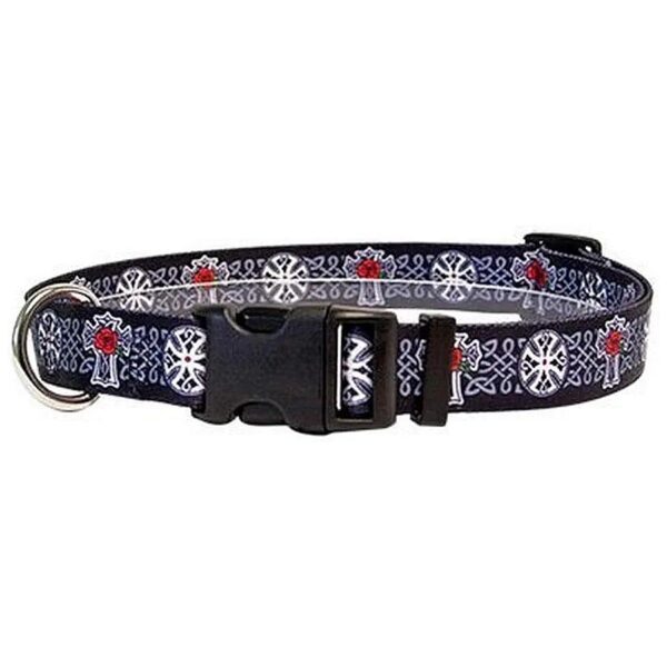 Extra Small Size 8-12 Long Celtic Cross Patterned Dog Collar