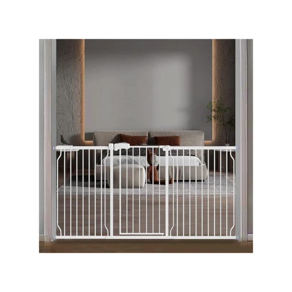 Extra Tall White Metal Baby Pet Gate for Home Safety