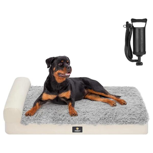 Extra Thick Inflatable Dog Bed with Bolster and Easy Storage for Travel and Camping