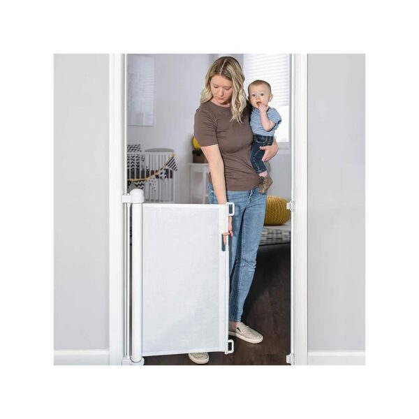 Extra Wide Retractable Baby Gate, 33' Tall, 55' Wide, Safe for Indoor and Outdoor Use