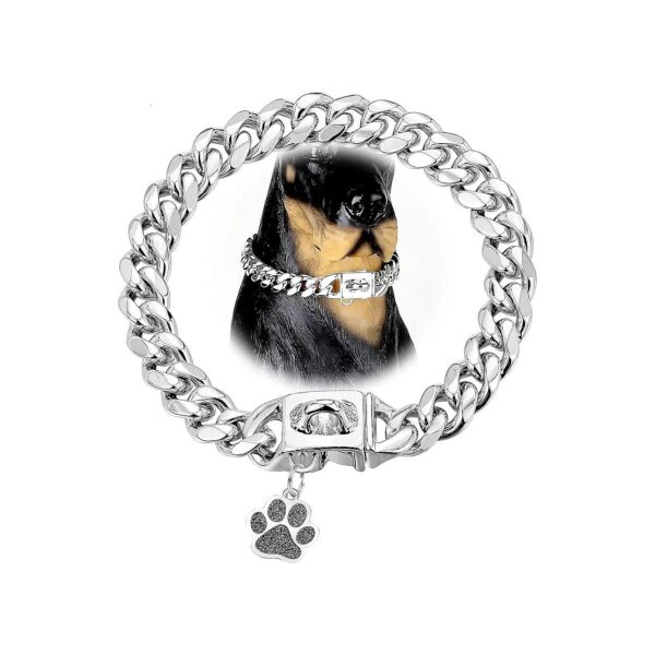 Extraordinary Silver Cuban Link Dog Collar with Snap Buckle for Small Medium Large Dogs