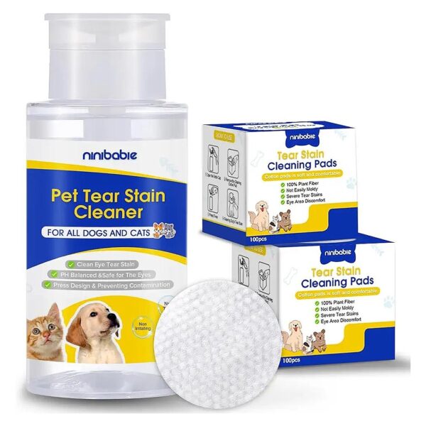 Eye Stain Remover for Dogs and Cats with Natural Tear Stain Cleaning Solution