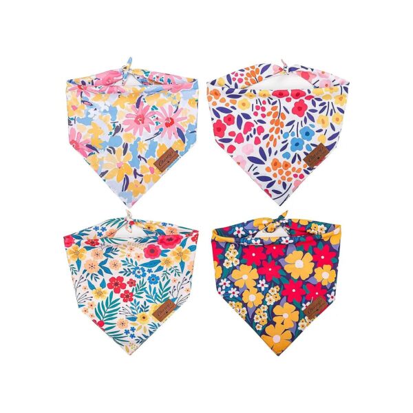 Fall and Birthday Party Dog Bandanas 4 Pack in Ink Flower