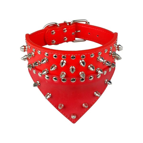 Fashionable Red Leather Dog Collar with Adjustable Length for Training and Walking