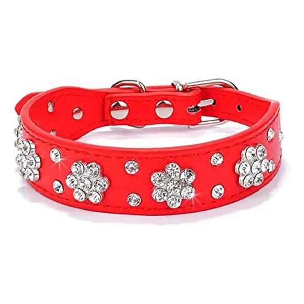 Fashionable Red Rhinestone Dog Collar With Adjustable Sizes For Small Medium Large Dogs