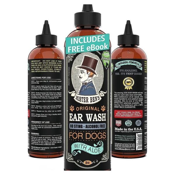 Fast Relief Dog Ear Wash with 6 Active Ingredients for Infection Treatment and Cleansing