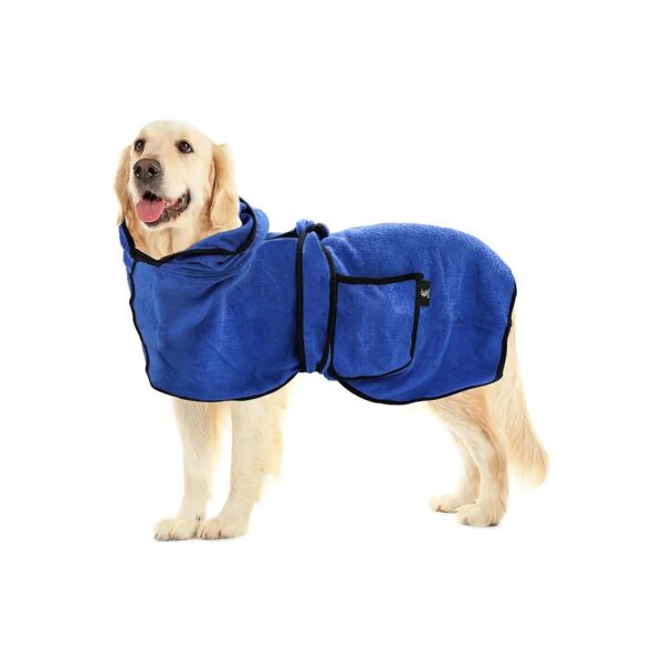 Fast-Drying and Soft Dog Towel Bathrobe with Hat and Belt for Large Breed Dogs