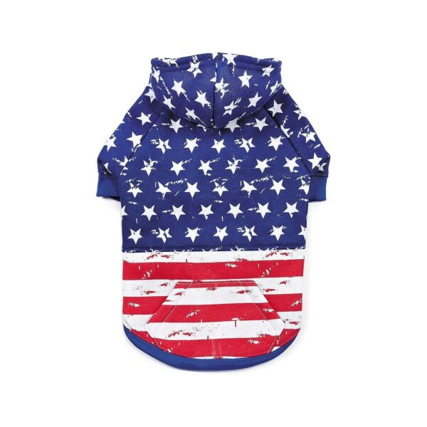 Faux Distressed American Flag Hoodie for Medium-Sized Dogs