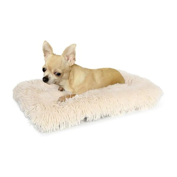 Faux Shag Fur Dog Crate Bed for Small Dogs 22 Inch with Non-Skid Bottom and Easy Cleaning