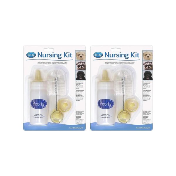 Feeding Kit for Baby Animals with 4 oz Bottle, 3 Nipples, and Brush