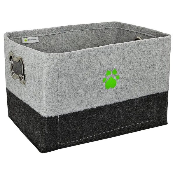 Felt Storage Bin for Dog Toys, Leashes, and Accessories with Adjustable Handles