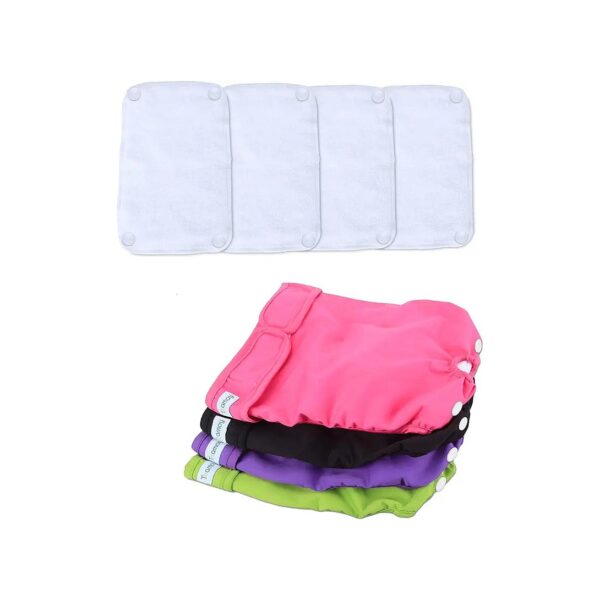 Female Dog Diaper Wraps with Adjustable Velcro Straps and Super-Absorbent Pads