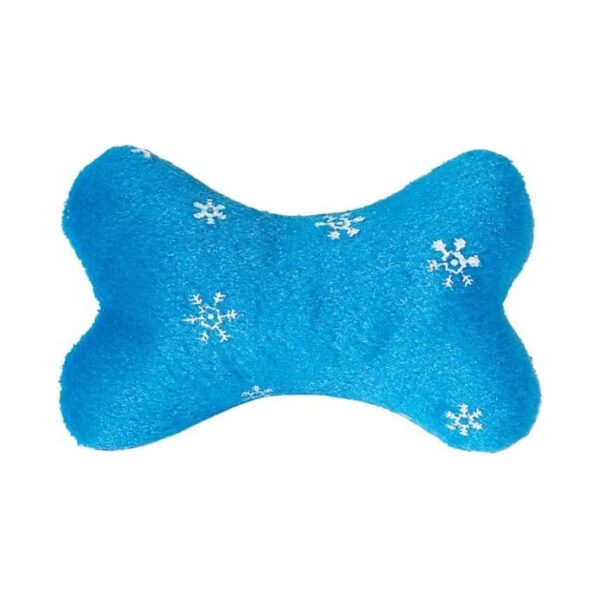 Festive Blue Dog Toy for Small Breed Dogs with Snowflake Textile