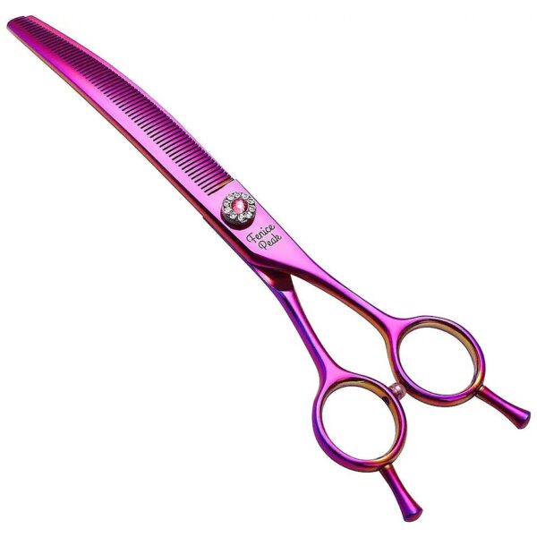 Fine Cut Curved Thinning Shears for Dogs and Cats with 440C Stainless Steel Blades