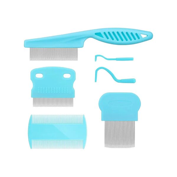 Fine Tooth Comb Blue Pet Grooming Set for Grooming and Removing Dandruff Flakes