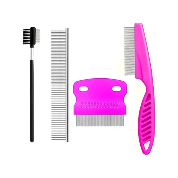 Fine-Toothed Pet Grooming Kit for Small Long and Short Haired Dogs, Cats, and Puppies