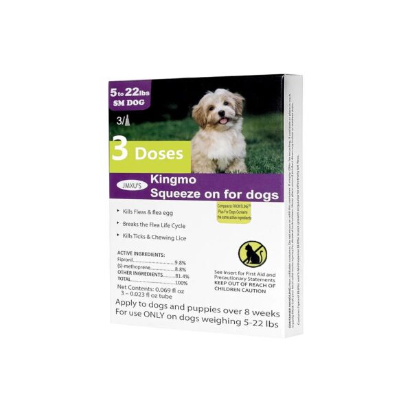 Fipronil Flea and Tick Treatment for Dogs 5-22lbs, 3 Doses Topical Control Drops