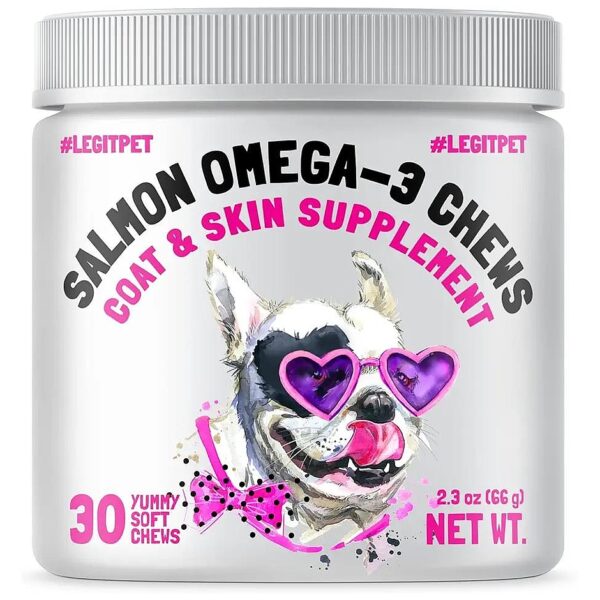 Fish Oil Omega 3 6 9 Fatty Acids Chews for Dogs Skin Coat Allergy and Itch Relief