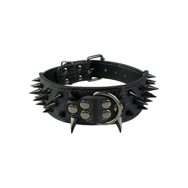 Fit for Strong Medium and Large Dogs - Sharp Spiked Leather Dog Collar