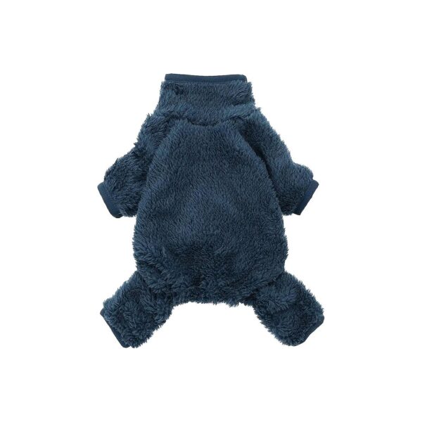 Fitwarm Navy Blue Fuzzy Velvet Jumpsuit for Small Dog Winter Clothes