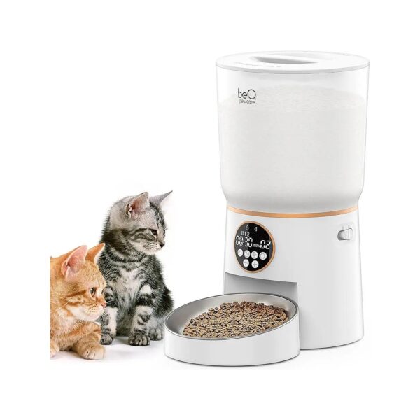 Five Liter Automatic Cat Feeder with Stainless Steel Bowl for Timed Pet Food Dispensing