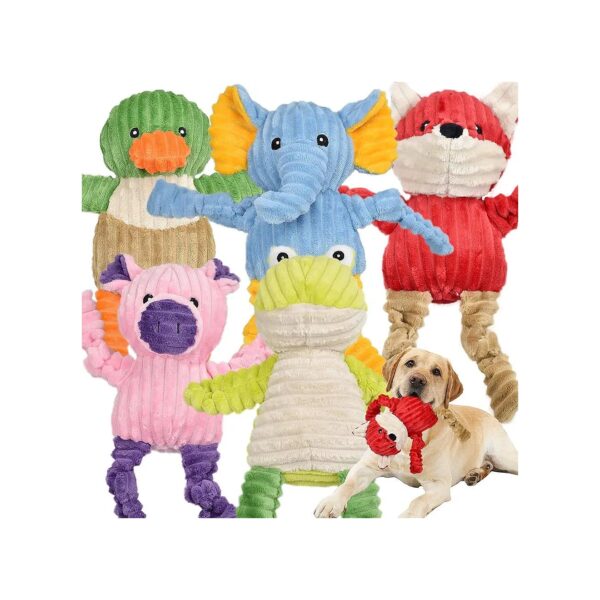 Five-Piece Assorted Plush Squeaky Dog Toys for Small Medium Large Dogs