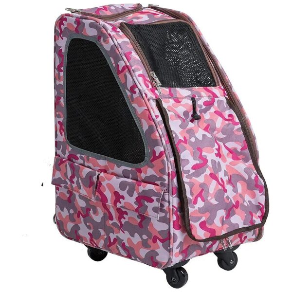 Five-in-One Pet Carrier for Small to Medium Animals, Pink Camo Design