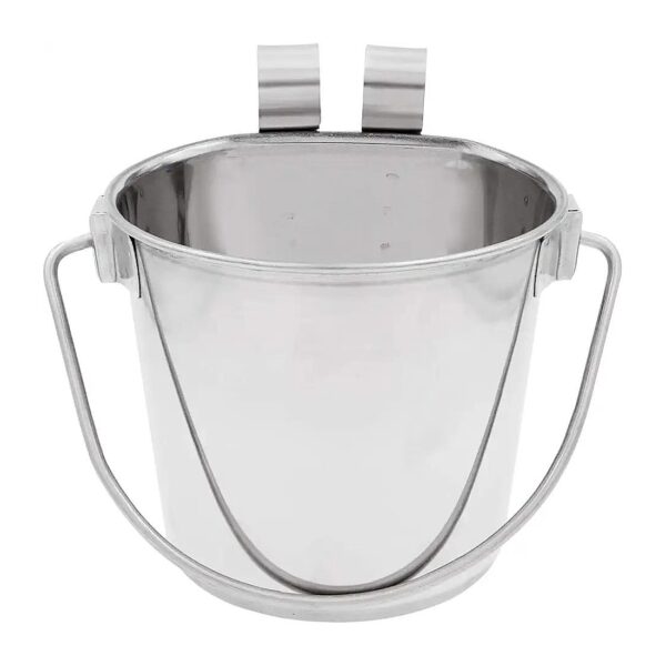 Flat Sided Stainless Steel Pet Feeding Bucket for Dogs and Critters