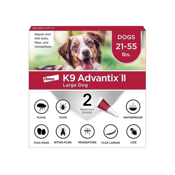 Flea Tick And Mosquito Treatment For Large Dogs 21-55 Lbs 2 Month Supply