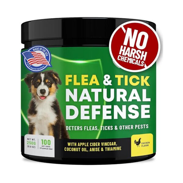 Flea and Tick Control for Dogs - 100 Delicious Chicken Flavor Treats, No Harsh Chemicals