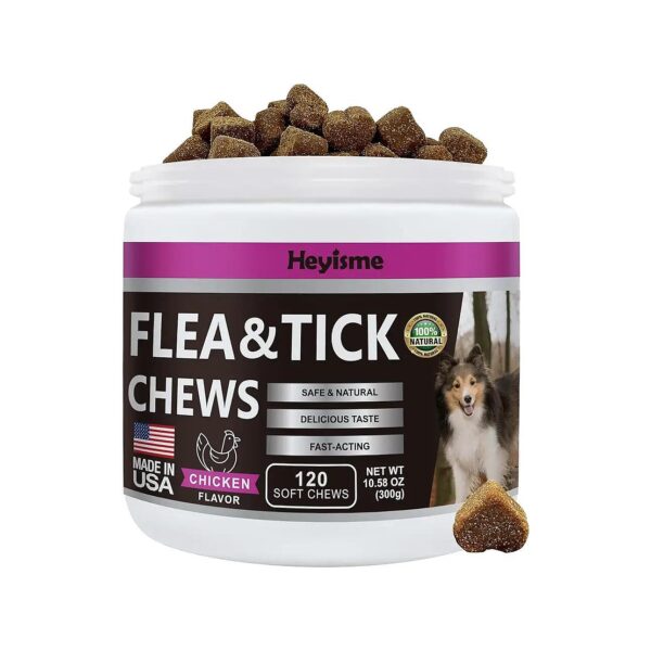 Flea and Tick Prevention and Control for Dogs with Natural Ingredients, Convenient Chews