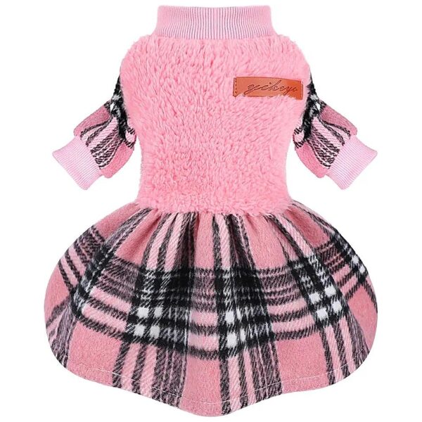 Fleece Dog Sweater for Small Dog Girl Pink Winter Peeing Dress Teacup Chihuahua Clothes