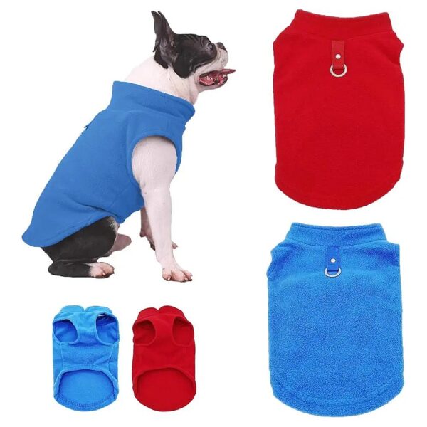 Fleece Dog Sweater for Small Dogs, Cozy Winter Coat with Leash Ring