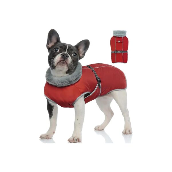 Fleece Lined Dog Winter Coat with Waterproof Nylon Outer Layer for Small Dogs