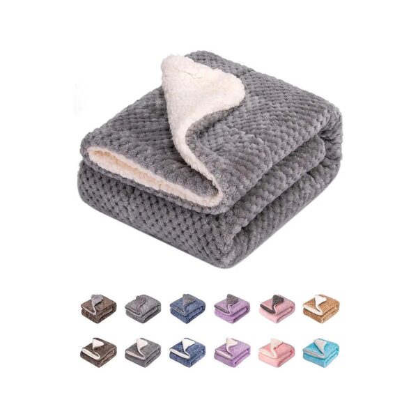 Fleece Pet Blanket, Gray, Soft and Plush for Dog Bed Cat Bed and Camping