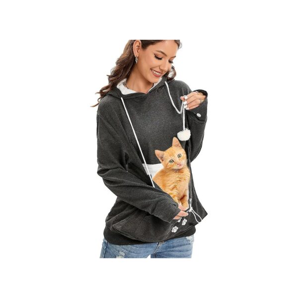 Fleece Pet Carrier Sweatshirt with Removable Pouch Lining and Cozy Kangaroo Pocket