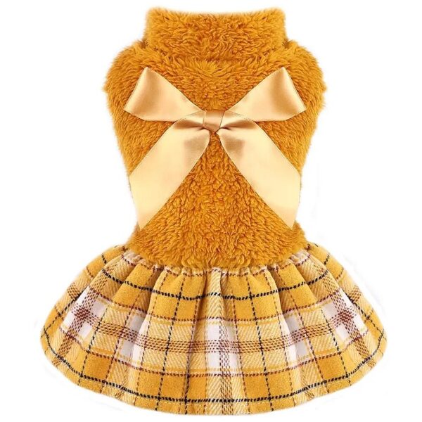 Fleece Petit Plaid Dog Sweater and Skirt Combination for Small Dog Girls' Winter Fashion